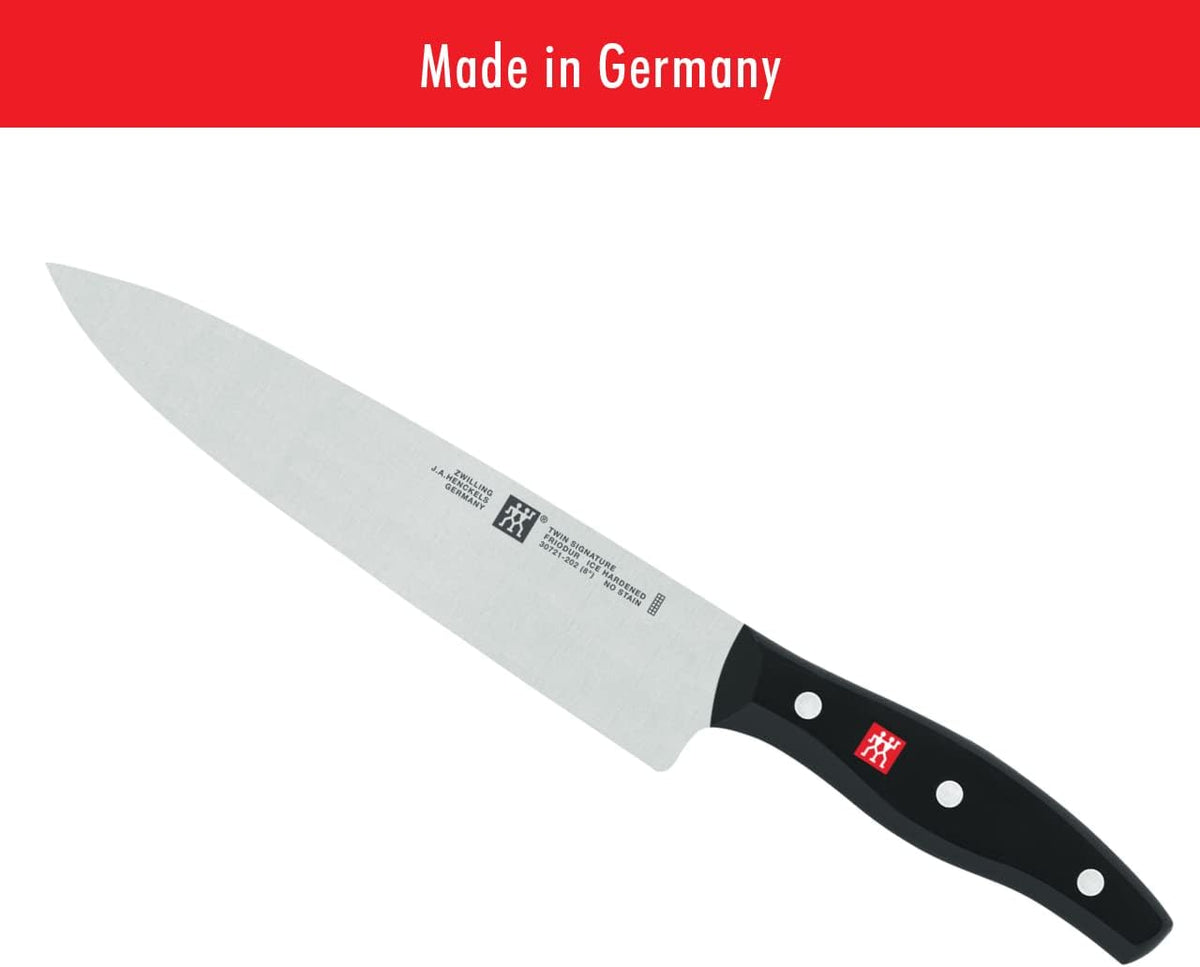 ZWILLING Twin Signature 8-Inch German Chef Knife, Kitchen Chef Knife, Stainless Steel Knife, Black