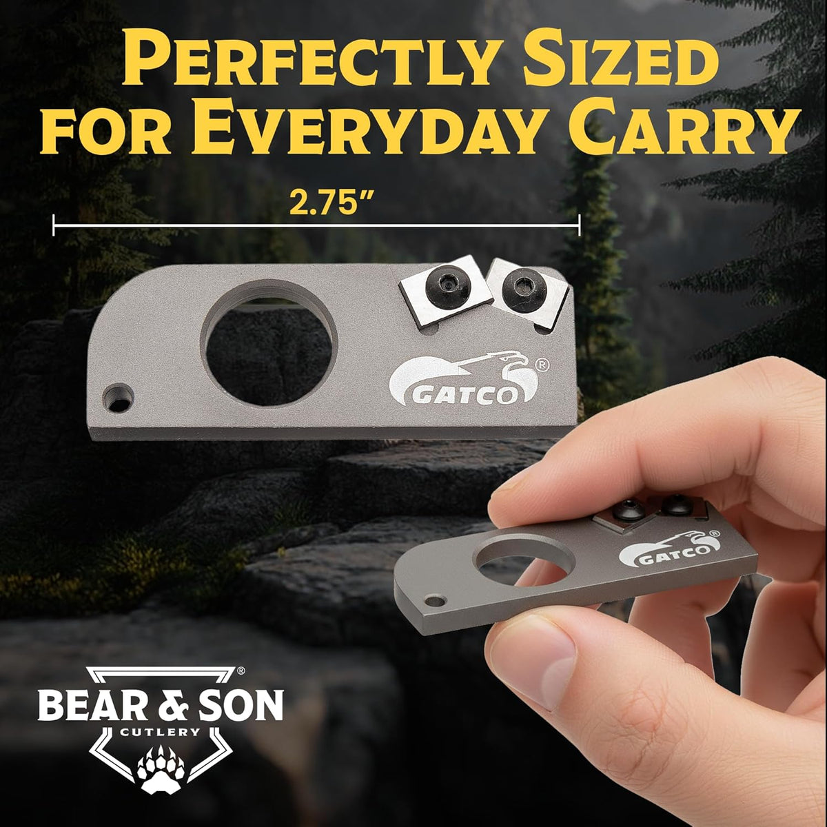 GATCO MCS Military Carbide Sharpener – Manual Pocket Knife Sharpener with 40° Carbide Blades – Compact Handheld Sharpening Tool for Field, Hunting & Outdoor Use – Durable, Lightweight, Portable Design