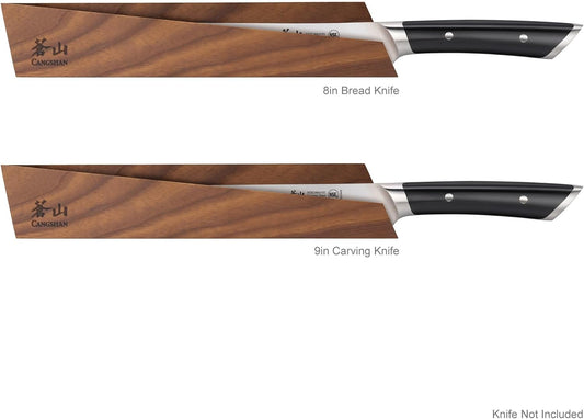 Cangshan Ash Wood Magnetic Knife Sheaths, 2023 Version (8" Bread/9" Carving Knife), Light Brown