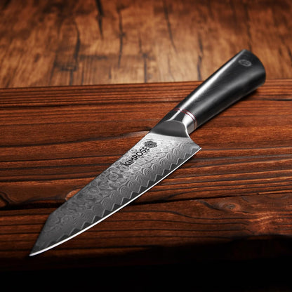 Damascus Utility Knife - 5 inch - 67 Layers 10Cr15CoMoV Alloy Steel - Black G10 Handle - Razor Sharp Kitchen Knife - Petty Knife, Paring - Magnetic Sheath - Gift Box