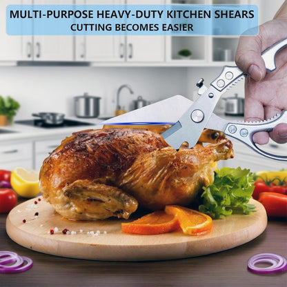 Professional Poultry Shears Heavy Duty – Multifunctional Kitchen Scissors with 2 Extra Springs, Kitchen Shears with Safety Lock & Non-Slip Handle for Chicken,Fish,Veggies, Dishwasher Safe