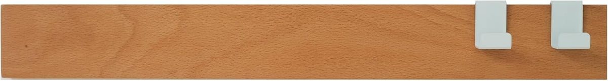 Magnetic Knife Strips for Wall, Solid Wood Knife Magnetic Holder with 2 Hooks, No-Drill 3-Way Mount & 3M Adhesive Strips, Beech Wood, 16 Inches