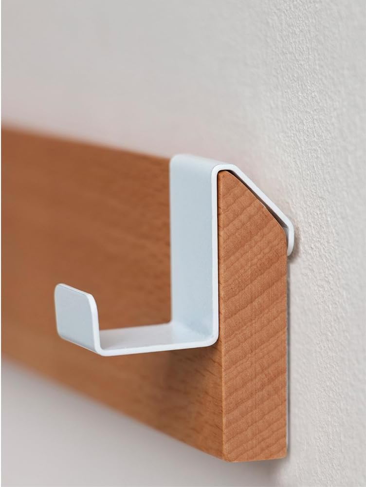 Magnetic Knife Strips for Wall, Solid Wood Knife Magnetic Holder with 2 Hooks, No-Drill 3-Way Mount & 3M Adhesive Strips, Beech Wood, 16 Inches