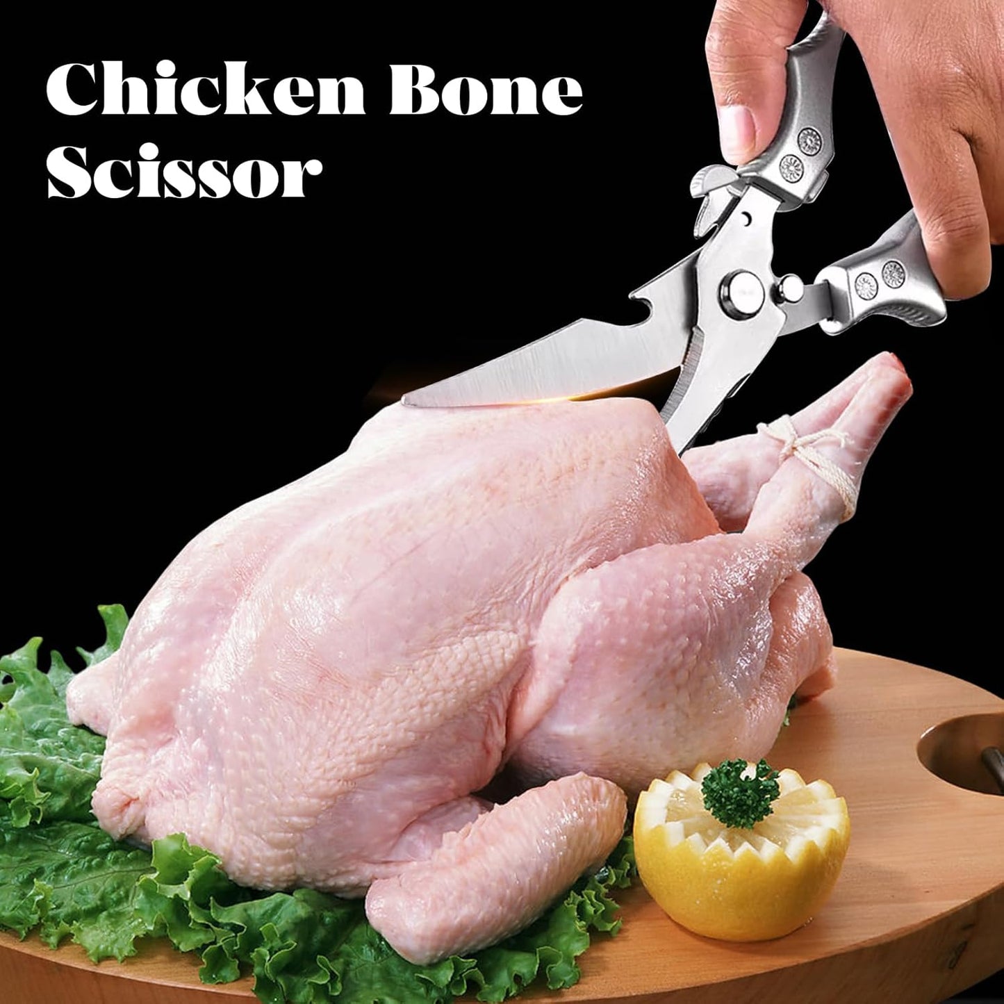 Kitchen Pro Shears-Heavy-Duty Stainless Steel Kitchen Scissors For Poultry, Meat, Herbs. Dishwasher Safe, Rust-Proof With Comfortable Grip. Ideal For Chefs And Home Cooking.