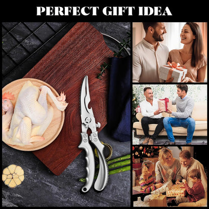 Kitchen Pro Shears-Heavy-Duty Stainless Steel Kitchen Scissors For Poultry, Meat, Herbs. Dishwasher Safe, Rust-Proof With Comfortable Grip. Ideal For Chefs And Home Cooking.