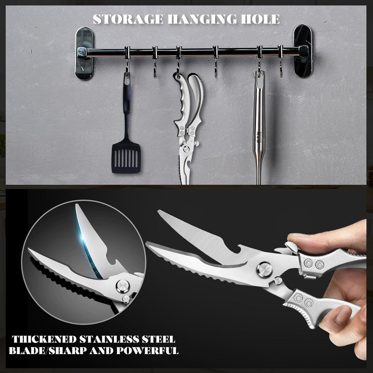 Kitchen Pro Shears-Heavy-Duty Stainless Steel Kitchen Scissors For Poultry, Meat, Herbs. Dishwasher Safe, Rust-Proof With Comfortable Grip. Ideal For Chefs And Home Cooking.