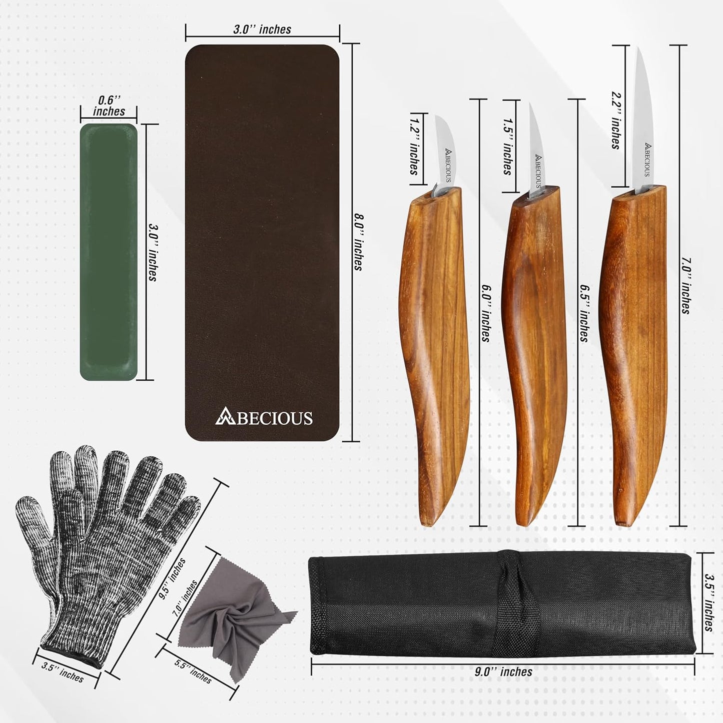 Premium Wood Carving Tools 8 PCS - Wood Carving Knife, Wood Whittling Kit Includes Cut Resistant Gloves for Wood Carving, Rust-Free High Carbon Steel Wood Carving Knives with Rosewood Handle.