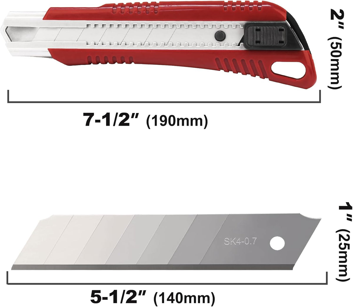 25mm Utility Knife Set, Heavy Duty Auto-Lock, Retractable Box Cutter with 10pcs Ultra sharp Snap-off Sharp Blades HT0095-KN