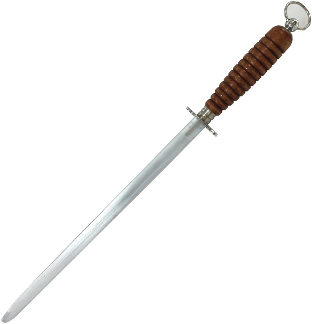 14" High Carbon Honing Steel with Wood Handle Kitchen Supply (Flat)
