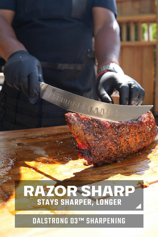 10" Cimitar Breaking Knife — AUS-10V Japanese Steel, 62+ HRC — For Primal Breaking, Large Meat Portioning & Butcher Work — Full-Tang G10, Sheath, Shogun ELITE, customer support
