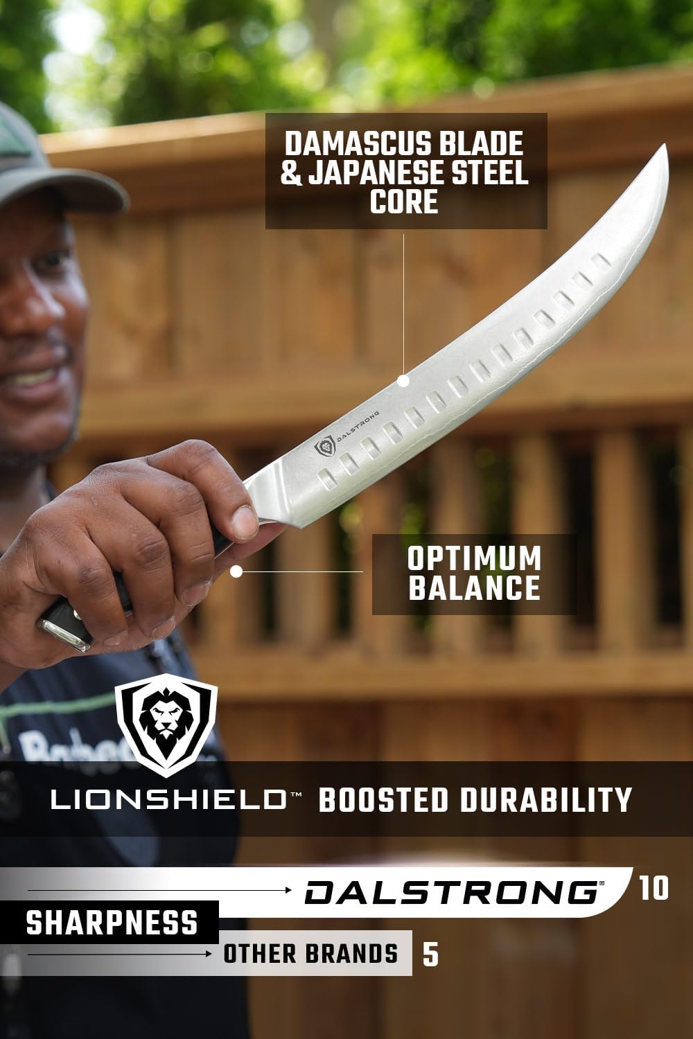 10" Cimitar Breaking Knife — AUS-10V Japanese Steel, 62+ HRC — For Primal Breaking, Large Meat Portioning & Butcher Work — Full-Tang G10, Sheath, Shogun ELITE, customer support