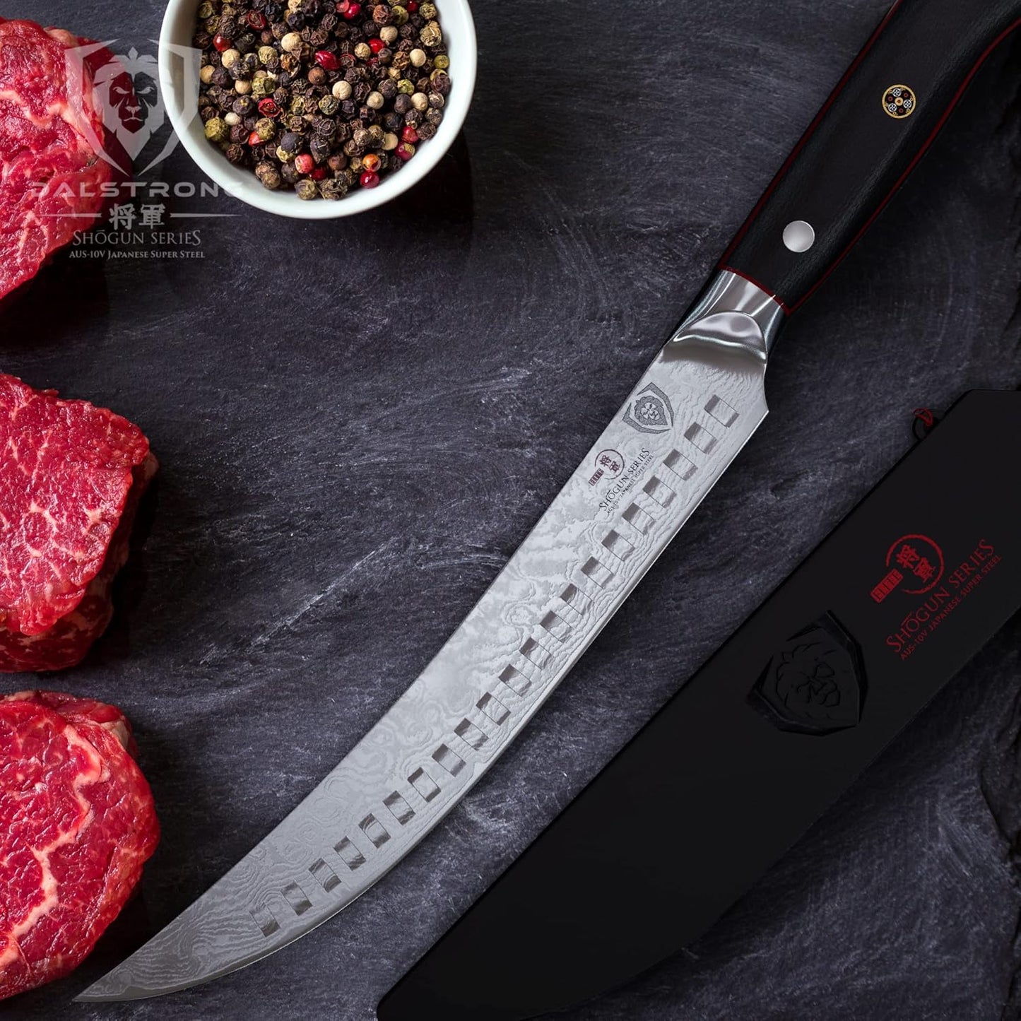 10" Cimitar Breaking Knife — AUS-10V Japanese Steel, 62+ HRC — For Primal Breaking, Large Meat Portioning & Butcher Work — Full-Tang G10, Sheath, Shogun ELITE, customer support