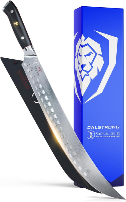 10" Cimitar Breaking Knife — AUS-10V Japanese Steel, 62+ HRC — For Primal Breaking, Large Meat Portioning & Butcher Work — Full-Tang G10, Sheath, Shogun ELITE, customer support