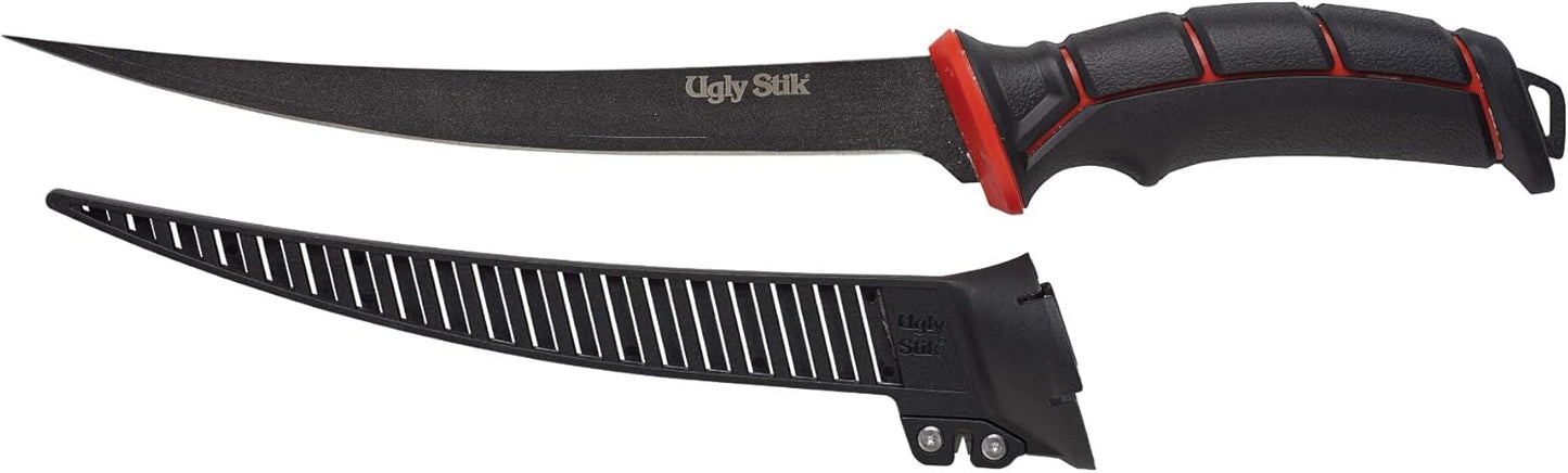 Ugly Tools 9 Inch Flex Knife for Fishing, Fishing Fillet Knife for Anglers, Sharp Trailing Point Serrated Stainless Steel Blade, Non-Slip Grip Handle,Black