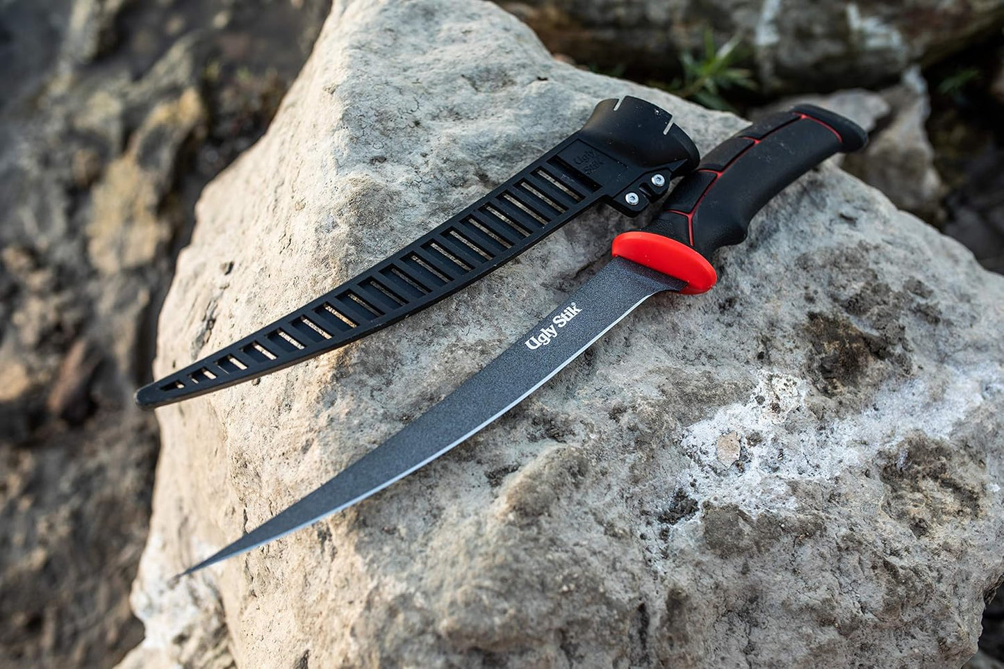 Ugly Tools 9 Inch Flex Knife for Fishing, Fishing Fillet Knife for Anglers, Sharp Trailing Point Serrated Stainless Steel Blade, Non-Slip Grip Handle,Black