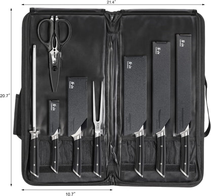 Cangshan HELENA Series German Steel Forged BBQ Knife Set (Black, 9-Piece Bag Set)