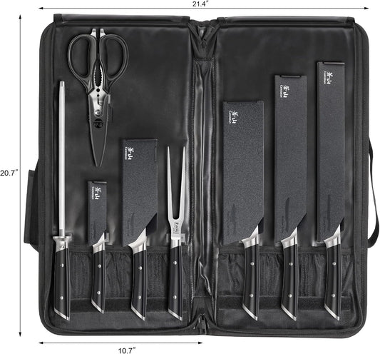 Cangshan HELENA Series German Steel Forged BBQ Knife Set (Black, 9-Piece Bag Set)