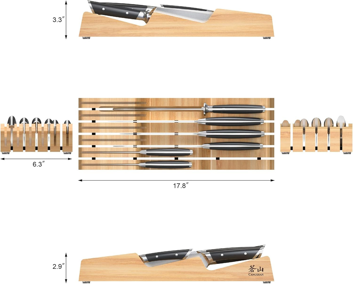 Cangshan HELENA Series German Steel Forged BBQ Knife Set (Black, 9-Piece Bag Set)