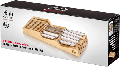 Cangshan HELENA Series German Steel Forged BBQ Knife Set (Black, 9-Piece Bag Set)