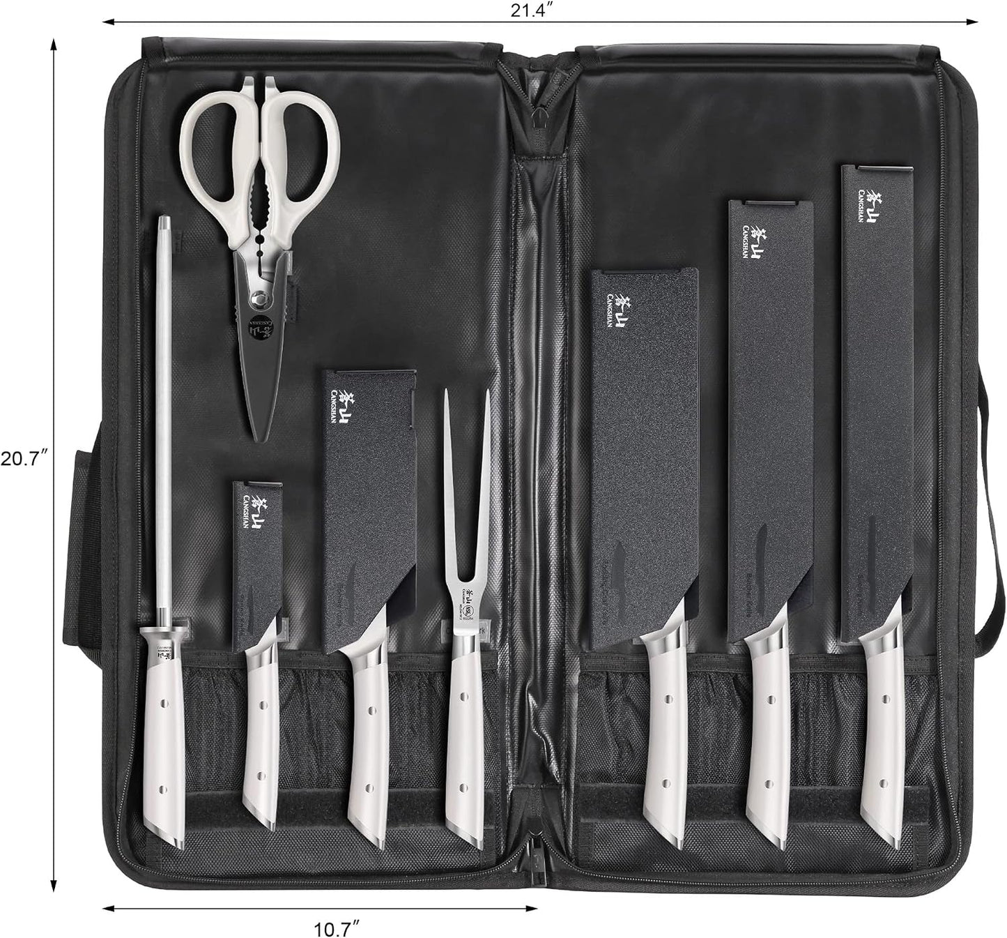 Cangshan HELENA Series German Steel Forged BBQ Knife Set (Black, 9-Piece Bag Set)