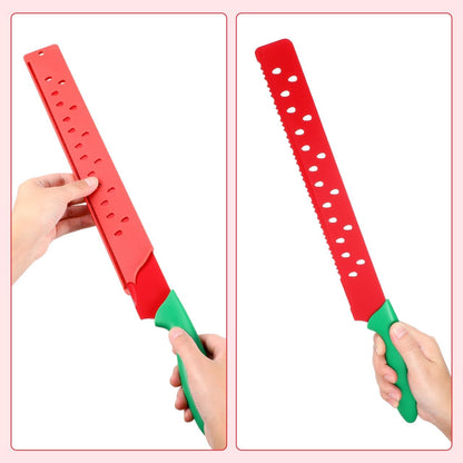 Watermelon Knife with Sleeve Serrated Watermelon Cutter: Multifunctional Long Melon Slicer Fruit Knife for Lettuce Melon Bread Cake Vegetables Home Restaurant Picnic Summer Camping Party