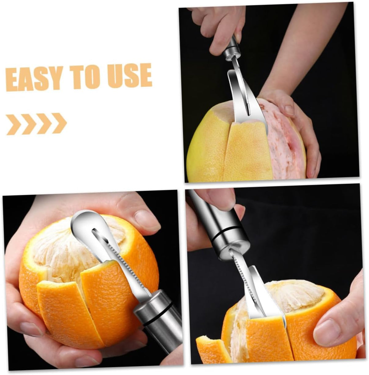 2pcs Citrus Peeler Ergonomic Grapefruit Knife and Orange Opener Tool Stainless Steel Fruit Peeler for Easy Peeling of Oranges Lemons and Grapefruits Kitchen Gadget