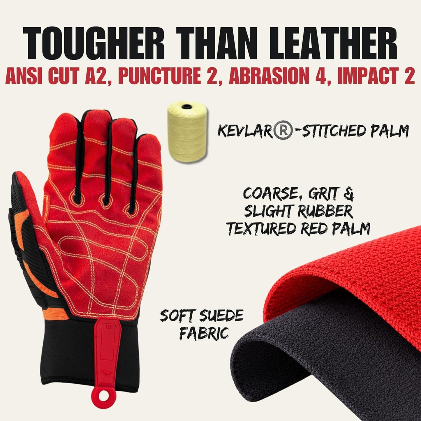 Cestus 3075, Impact Gloves with Coarse Palm, ANSI Cut A2