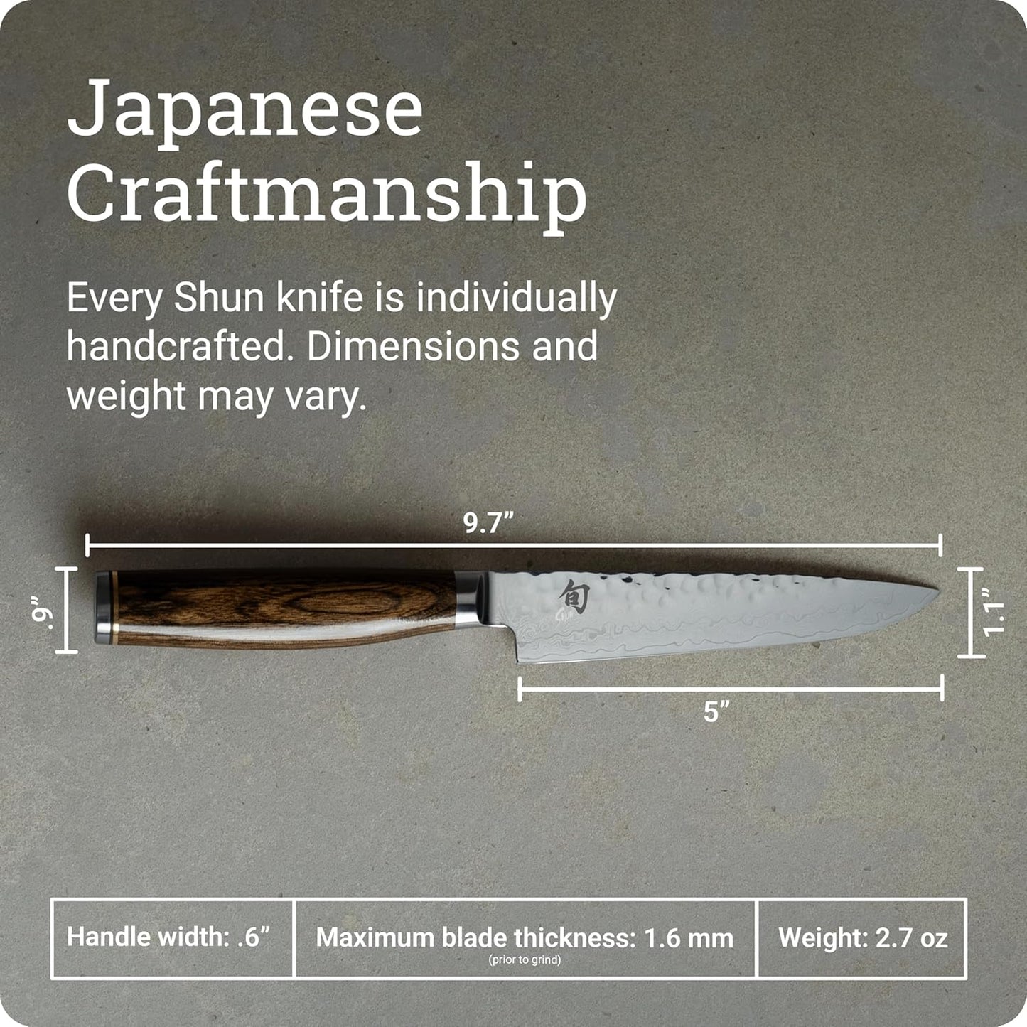 Premier 5" Steak Knife, Handcrafted and Hand-Sharpened Japanese Knife for Professional and Home Chefs, VG-MAX Core with Damascus Stainless Steel Cladding, Pakkawood Handle