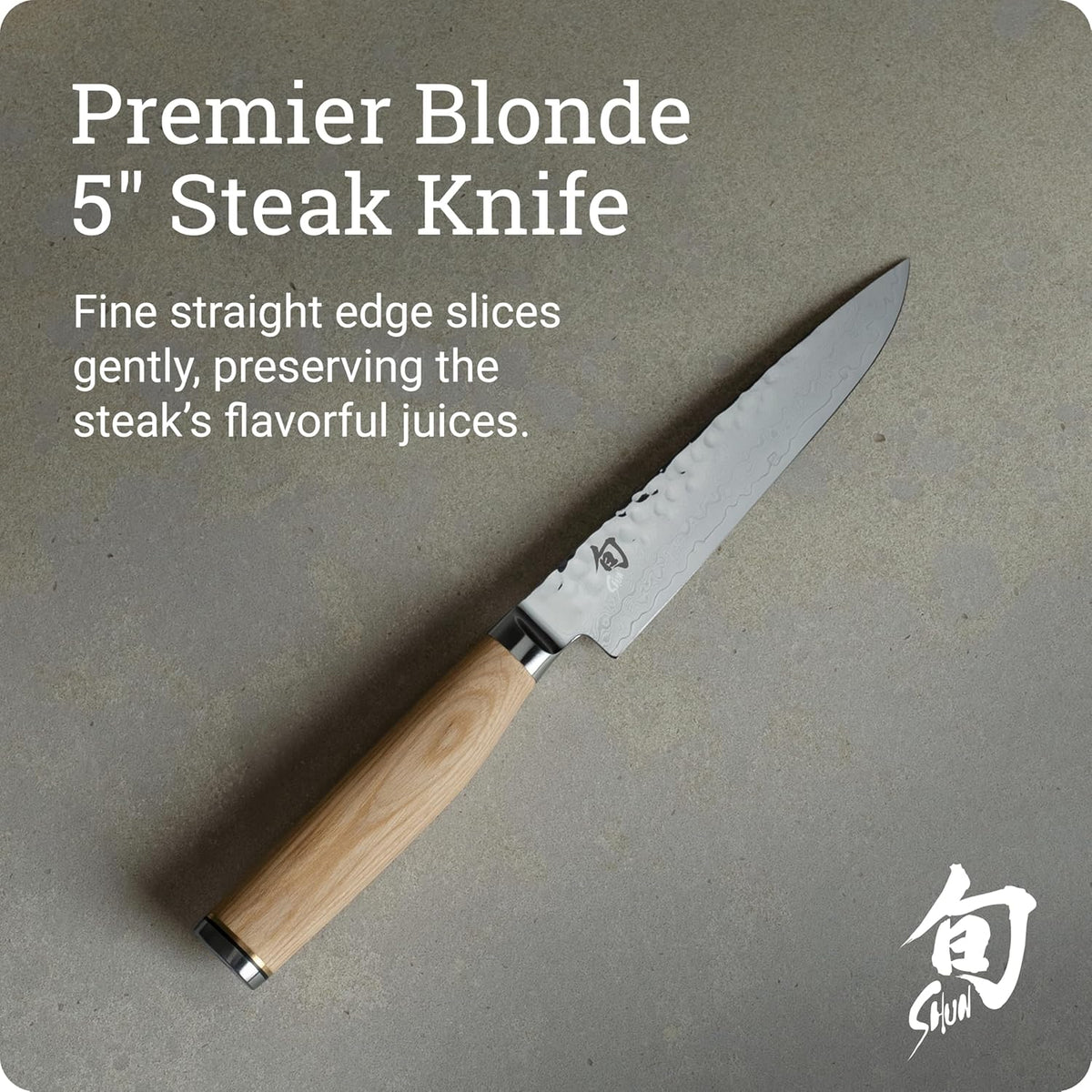 Premier 5" Steak Knife, Handcrafted and Hand-Sharpened Japanese Knife for Professional and Home Chefs, VG-MAX Core with Damascus Stainless Steel Cladding, Pakkawood Handle