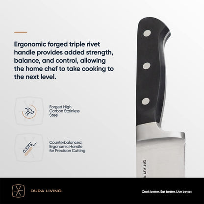 7-Inch Santoku Knife - Razor-Sharp High-Carbon Stainless Steel Blade, Forged Ergonomic Riveted Handle, Chef Knife for Chopping, Slicing & Dicing, Multipurpose Kitchen Knife, Home Chef