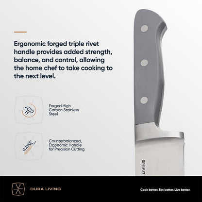 7-Inch Santoku Knife - Razor-Sharp High-Carbon Stainless Steel Blade, Forged Ergonomic Riveted Handle, Chef Knife for Chopping, Slicing & Dicing, Multipurpose Kitchen Knife, Home Chef