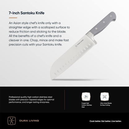 7-Inch Santoku Knife - Razor-Sharp High-Carbon Stainless Steel Blade, Forged Ergonomic Riveted Handle, Chef Knife for Chopping, Slicing & Dicing, Multipurpose Kitchen Knife, Home Chef