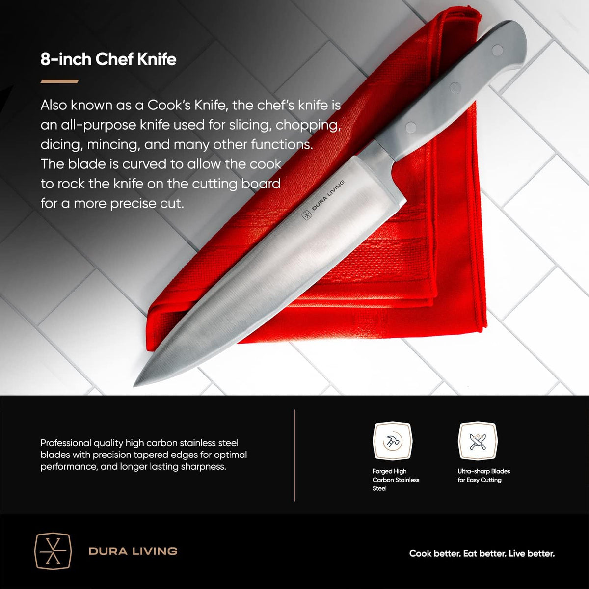 7-Inch Santoku Knife - Razor-Sharp High-Carbon Stainless Steel Blade, Forged Ergonomic Riveted Handle, Chef Knife for Chopping, Slicing & Dicing, Multipurpose Kitchen Knife, Home Chef