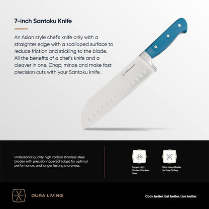 7-Inch Santoku Knife - Razor-Sharp High-Carbon Stainless Steel Blade, Forged Ergonomic Riveted Handle, Chef Knife for Chopping, Slicing & Dicing, Multipurpose Kitchen Knife, Home Chef