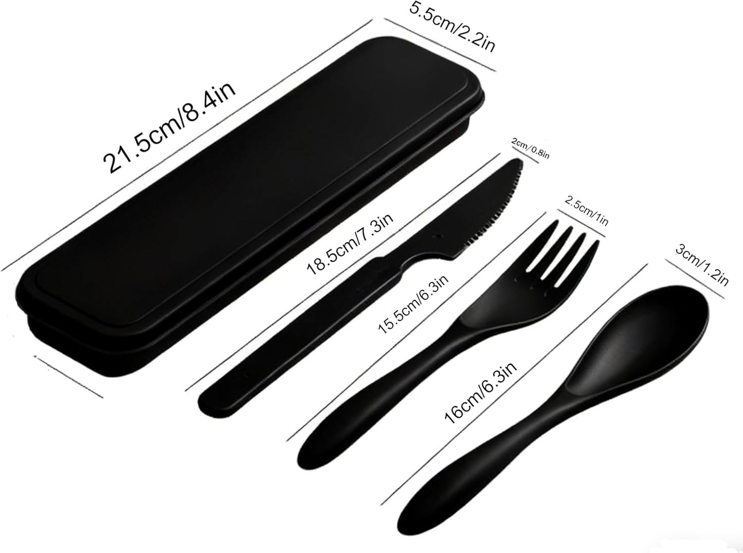 Wheat Straw Travel Cutlery Set Portable Knife Fork Spoon with Storage Case | Reusable wheat straw travel utensils with case, BPA-free tableware for adults office school picnic daily use