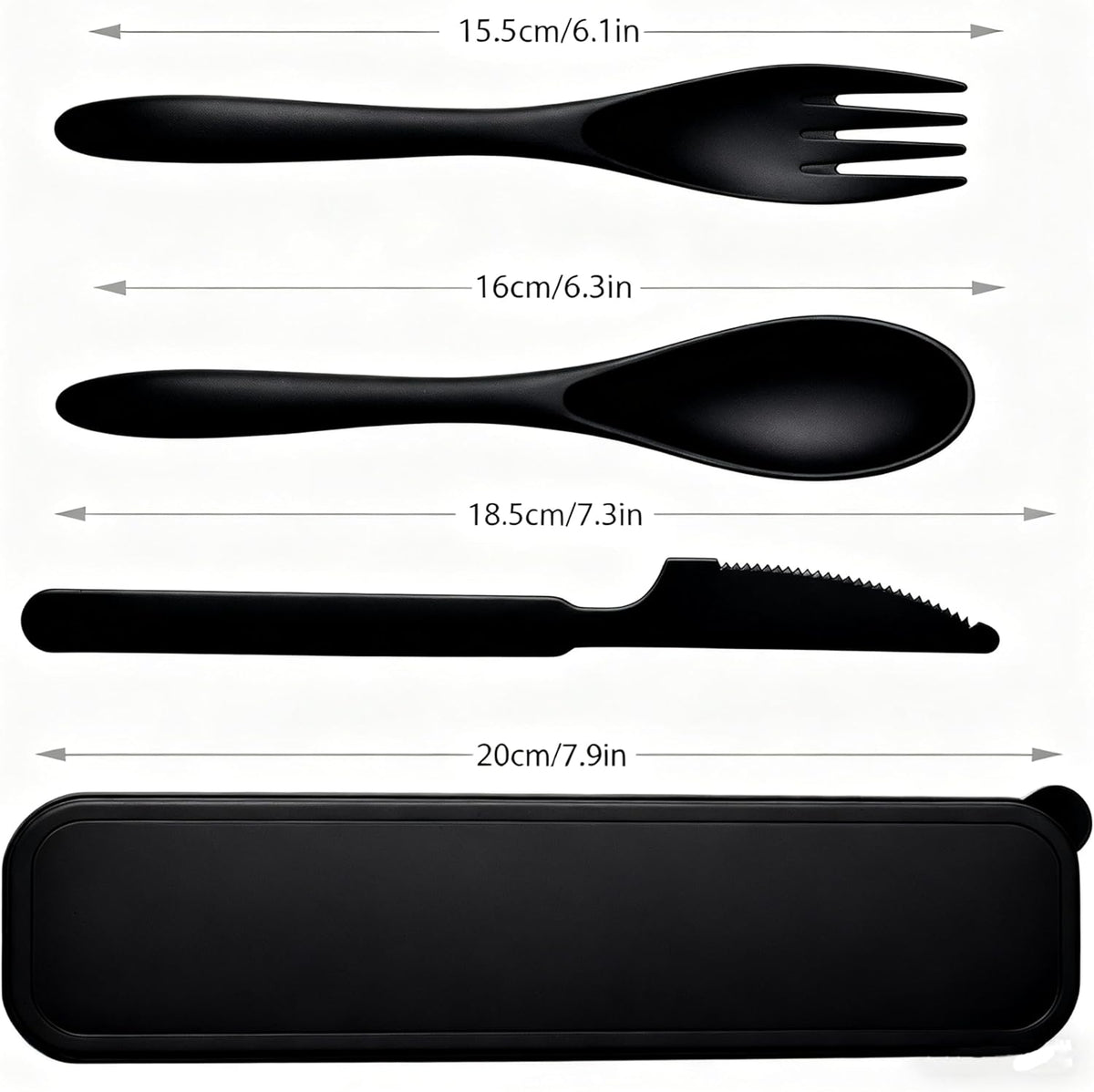 Wheat Straw Travel Cutlery Set Portable Knife Fork Spoon with Storage Case | Reusable wheat straw travel utensils with case, BPA-free tableware for adults office school picnic daily use