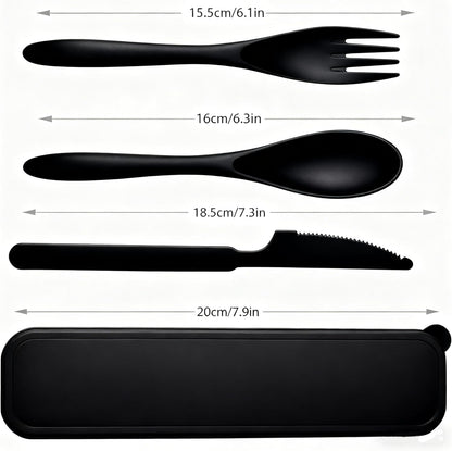 Wheat Straw Travel Cutlery Set Portable Knife Fork Spoon with Storage Case | Reusable wheat straw travel utensils with case, BPA-free tableware for adults office school picnic daily use