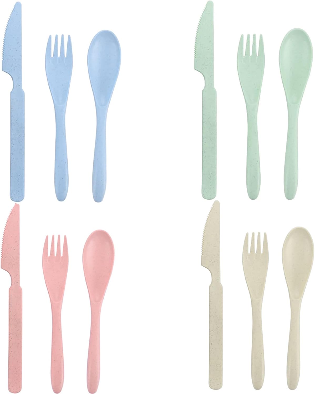 Wheat Straw Travel Cutlery Set Portable Knife Fork Spoon with Storage Case | Reusable wheat straw travel utensils with case, BPA-free tableware for adults office school picnic daily use