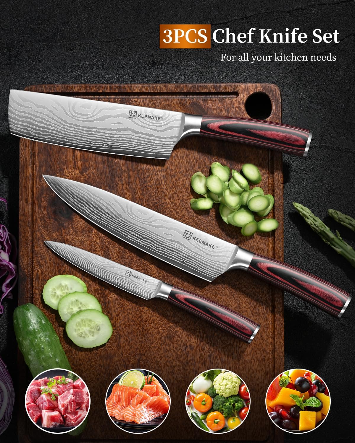 Kitchen Knife Set, Professional Ultra Sharp Chef Knife Set