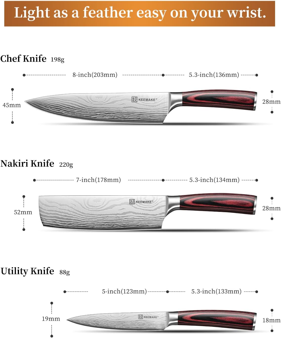 Kitchen Knife Set, Professional Ultra Sharp Chef Knife Set