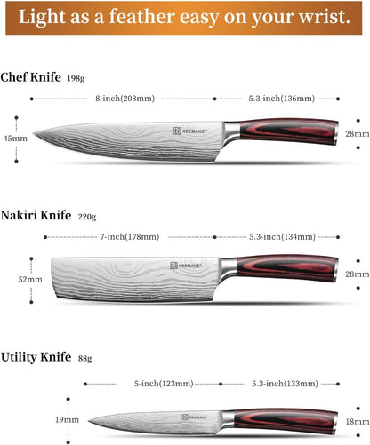 Kitchen Knife Set, Professional Ultra Sharp Chef Knife Set