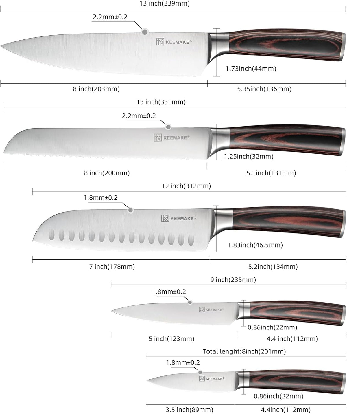 Kitchen Knife Set, Professional Ultra Sharp Chef Knife Set