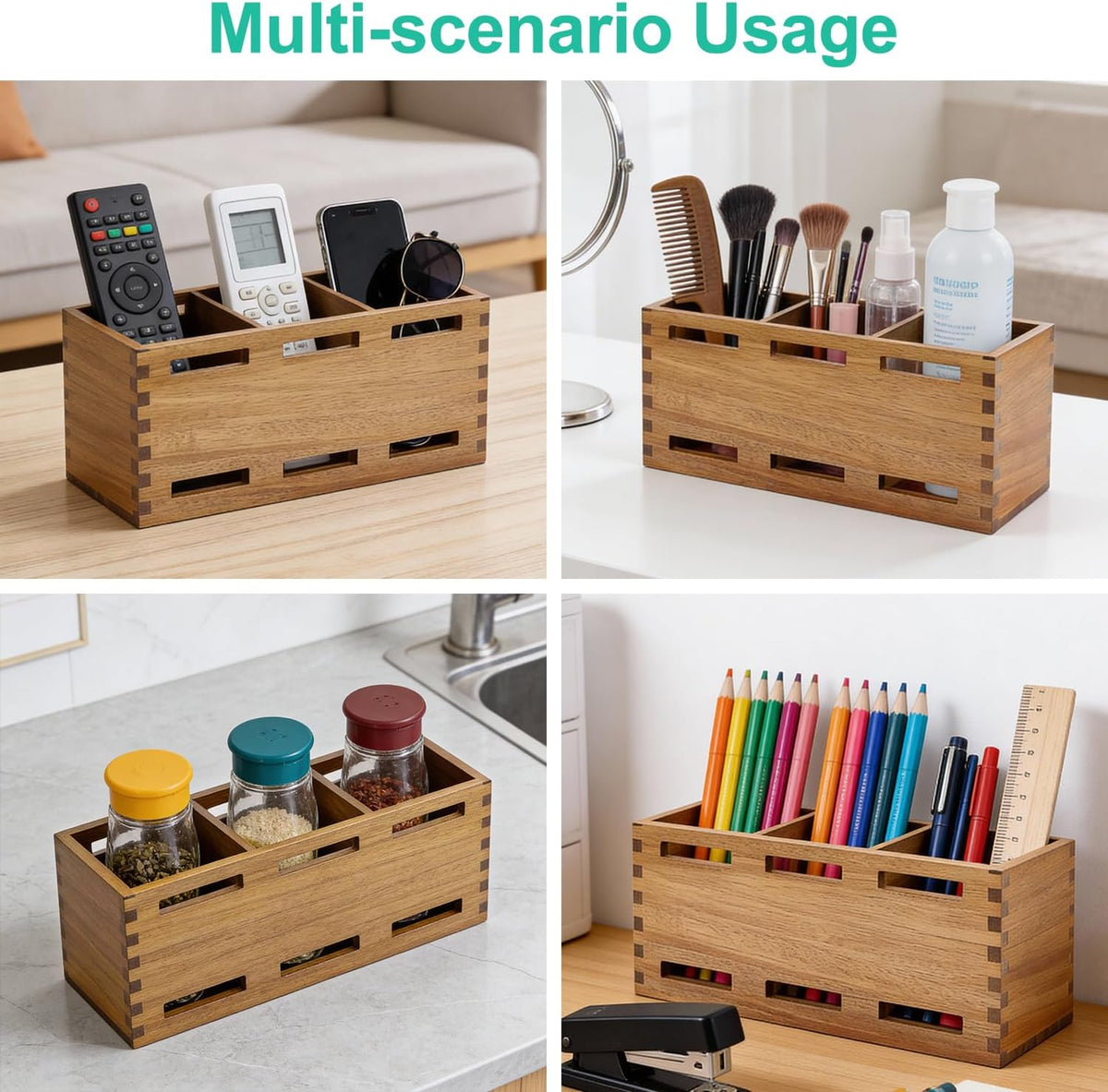 Silverware Caddy Organizer Counter Acacia Wood Cutlery Utensil Holder Party | Wooden Flatware Utensil Caddy Fork Spoon Storage Organizer Table Countertop Silverware Holder Basket Farmhouse Kitchen Decor