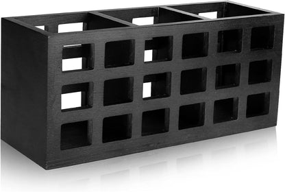 Silverware Caddy Organizer Counter Acacia Wood Cutlery Utensil Holder Party | Wooden Flatware Utensil Caddy Fork Spoon Storage Organizer Table Countertop Silverware Holder Basket Farmhouse Kitchen Decor