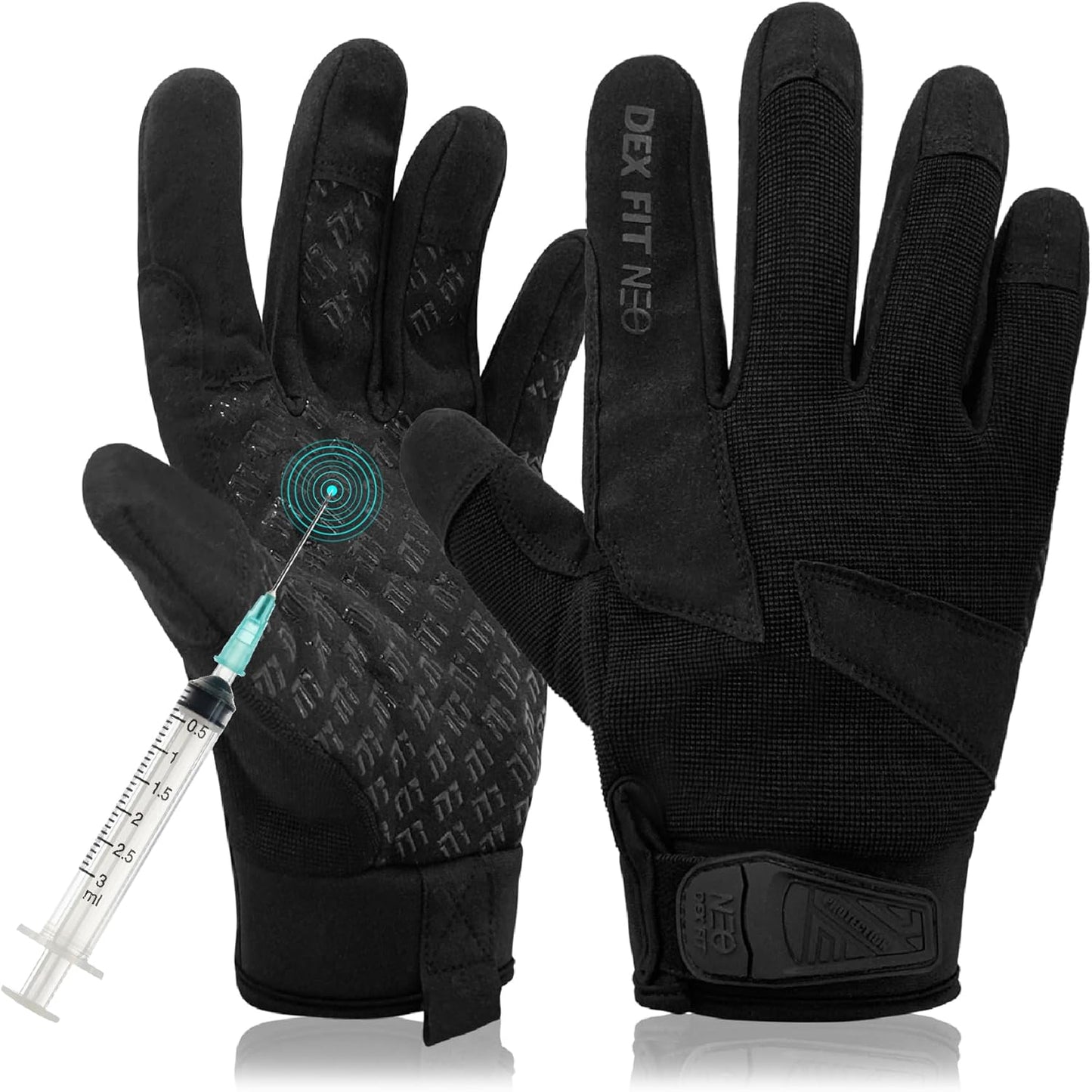 NPG420 Needle Resistant Gloves, ASTM F2878 Level 4 Palm & Lvl 3 Finger, ANSI Cut A9 Heavy Duty Industrial Protection, Multi-Layered Steel Mesh Puncture Proof Work Gloves, Black, L, 1 Pair