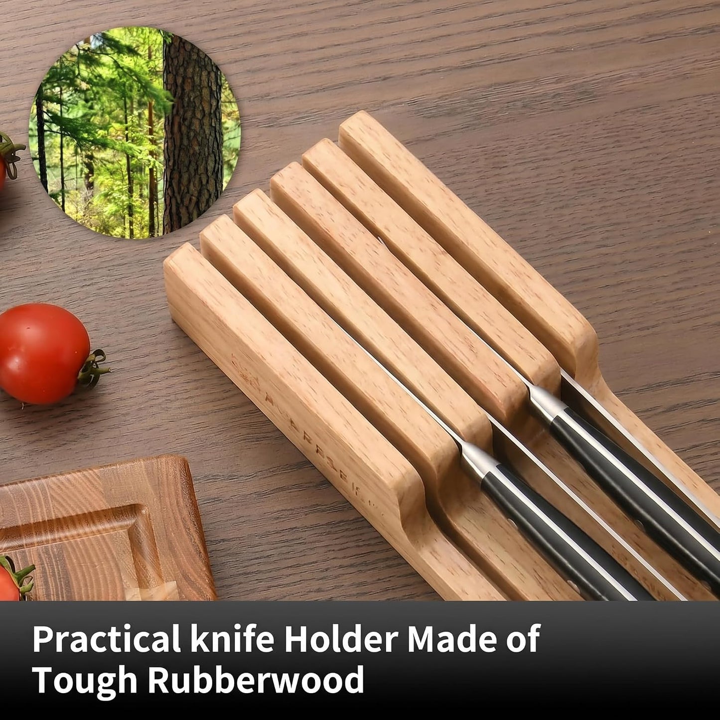 Kitchen Knife Set,14-Piece Knife Set With Block Wooden, Self Sharpening For Chef Knife Set, High Carbon German Stainless Steel Hammered Collection Knife Block Set, Dishwasher Safe Cutlery, Cream