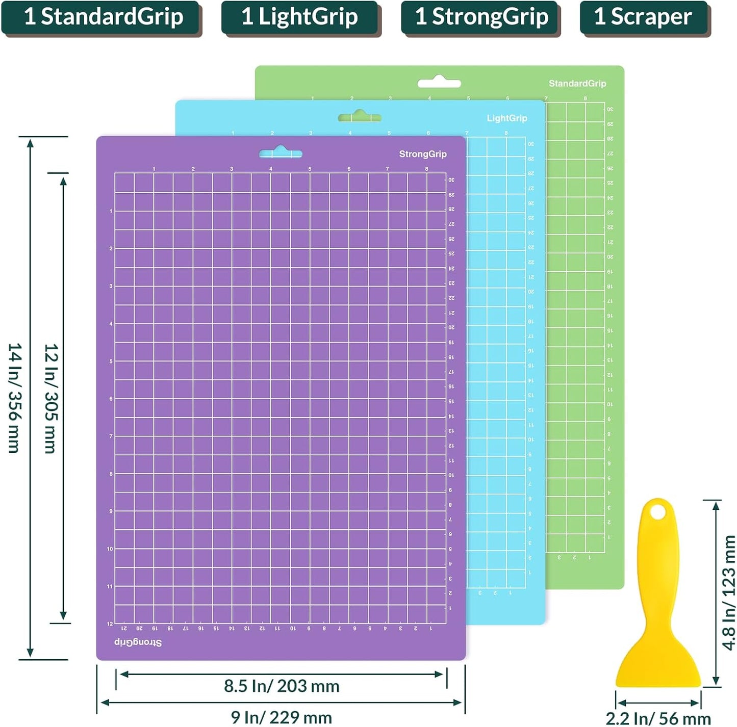 12x8.5 Inch Cutting Mats, 3 Pack, Reusable