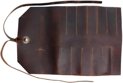 Leather Tool Roll Pouch 10 Slots - Tool Portable Carry On Pouch, Workshop Storage, Woodworking Tools Organizer Full Grain Leather