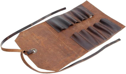 Leather Tool Roll Pouch 10 Slots - Tool Portable Carry On Pouch, Workshop Storage, Woodworking Tools Organizer Full Grain Leather