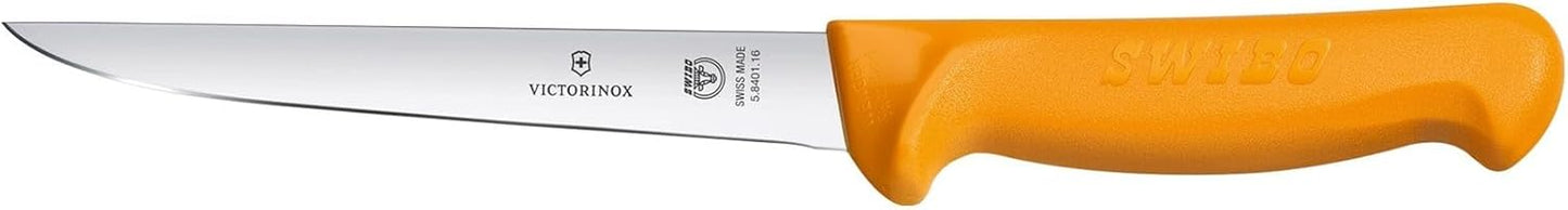 Swibo 6" Boning Knife, Narrow Straight Blade, Orange | Professional Grade Orange Handle - 120°C Sterilizable and Dishwasher Safe - Ergonomic Design for Safe Butchering Cuts